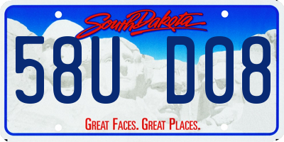 SD license plate 58UD08
