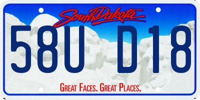 SD license plate 58UD18