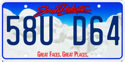 SD license plate 58UD64