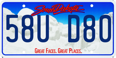 SD license plate 58UD80