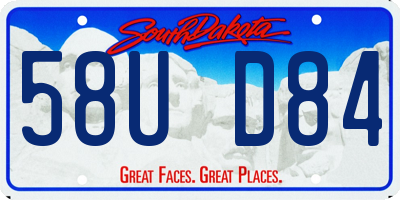SD license plate 58UD84