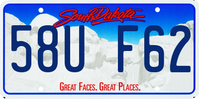 SD license plate 58UF62