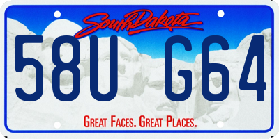 SD license plate 58UG64