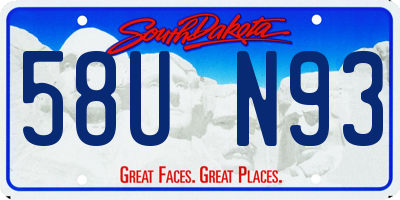 SD license plate 58UN93