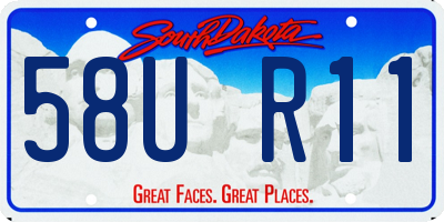 SD license plate 58UR11