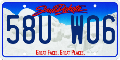 SD license plate 58UW06
