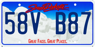 SD license plate 58VB87