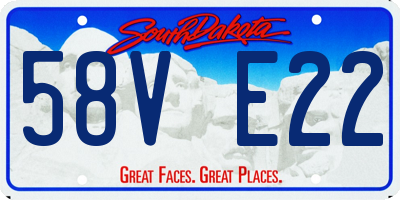 SD license plate 58VE22