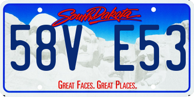 SD license plate 58VE53