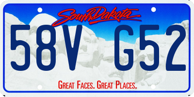 SD license plate 58VG52