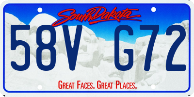 SD license plate 58VG72