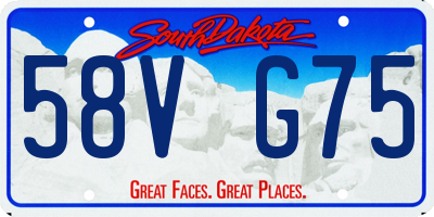 SD license plate 58VG75