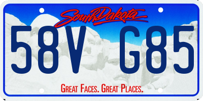 SD license plate 58VG85