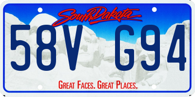 SD license plate 58VG94