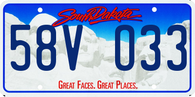 SD license plate 58VO33