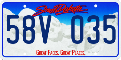 SD license plate 58VO35
