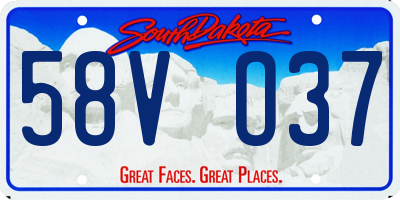 SD license plate 58VO37