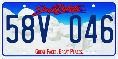 SD license plate 58VO46