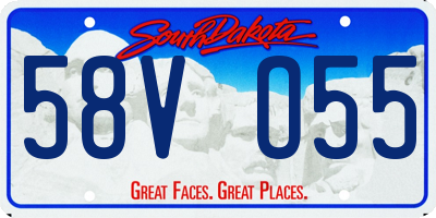 SD license plate 58VO55