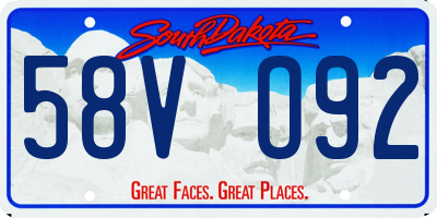 SD license plate 58VO92