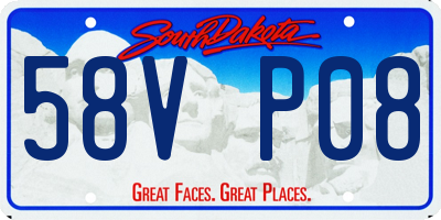 SD license plate 58VP08