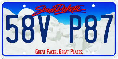 SD license plate 58VP87