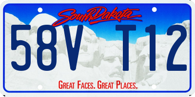SD license plate 58VT12