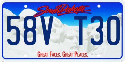 SD license plate 58VT30