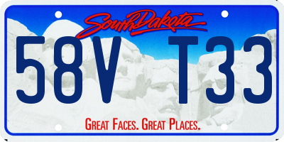 SD license plate 58VT33