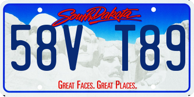 SD license plate 58VT89
