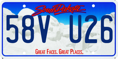 SD license plate 58VU26