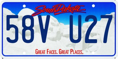 SD license plate 58VU27