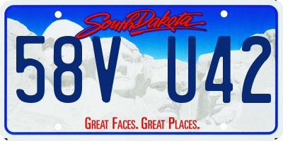 SD license plate 58VU42