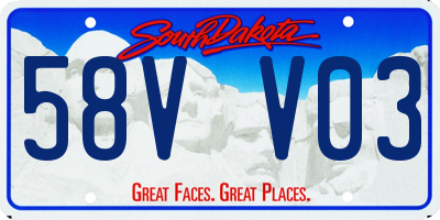 SD license plate 58VV03