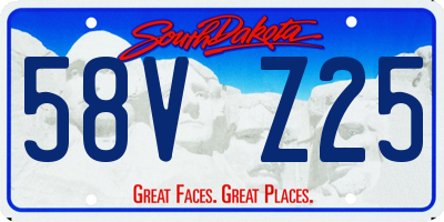 SD license plate 58VZ25