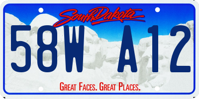 SD license plate 58WA12