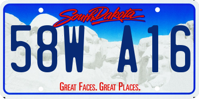 SD license plate 58WA16