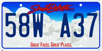 SD license plate 58WA37