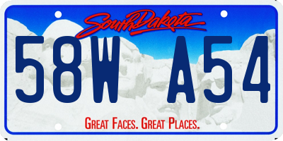 SD license plate 58WA54