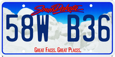 SD license plate 58WB36