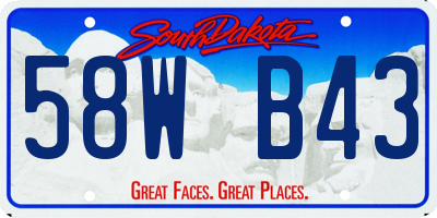 SD license plate 58WB43