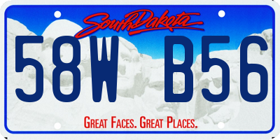 SD license plate 58WB56