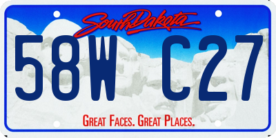 SD license plate 58WC27