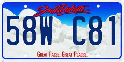 SD license plate 58WC81