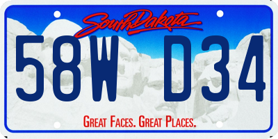 SD license plate 58WD34