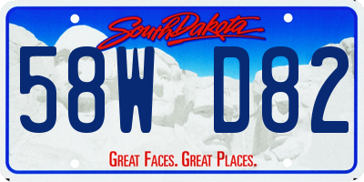 SD license plate 58WD82