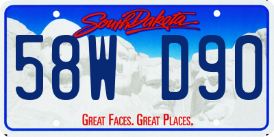 SD license plate 58WD90