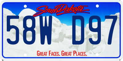 SD license plate 58WD97