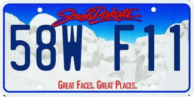 SD license plate 58WF11