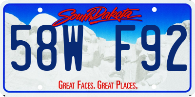SD license plate 58WF92